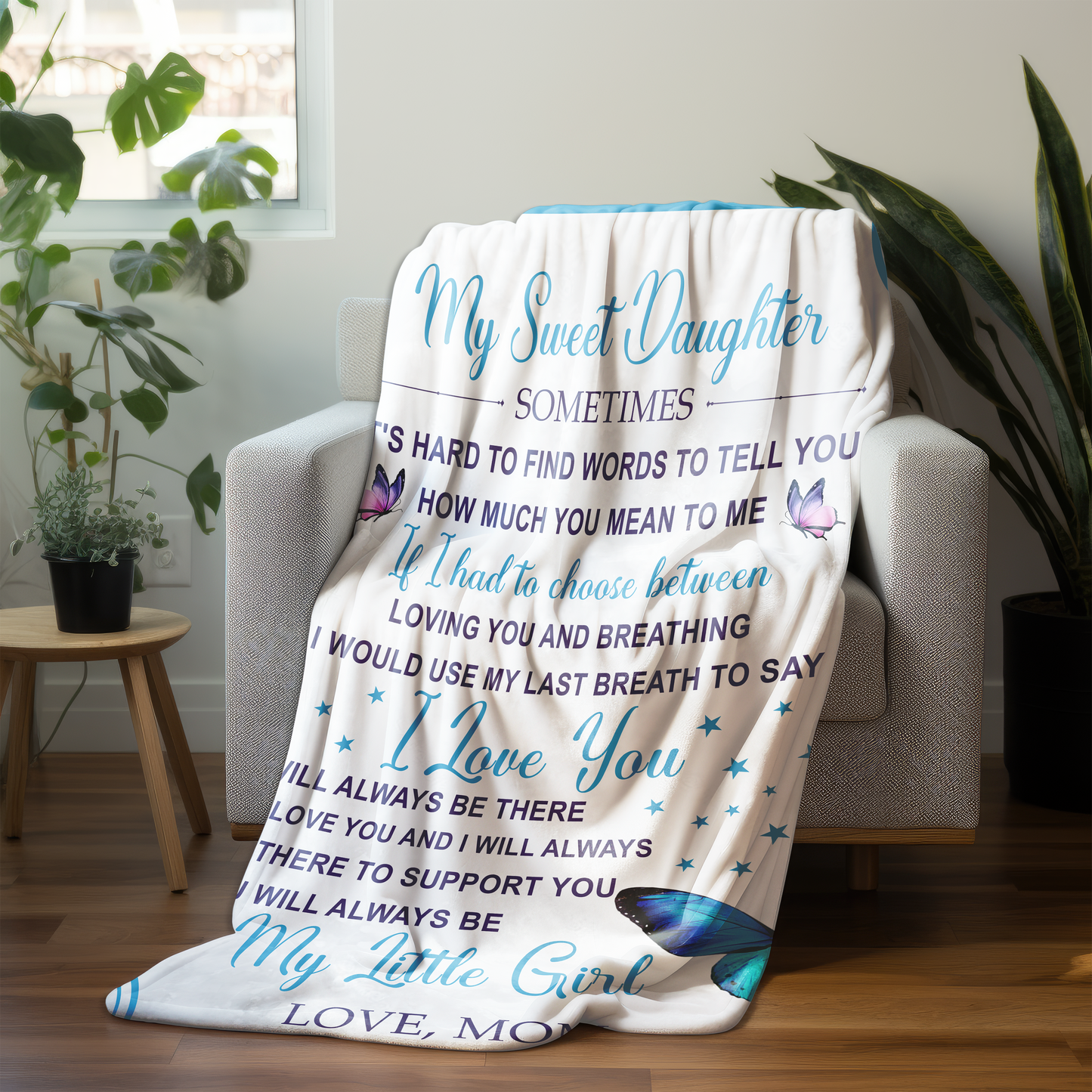 To My Sweet Daughter | Velveteen Plush Blanket
