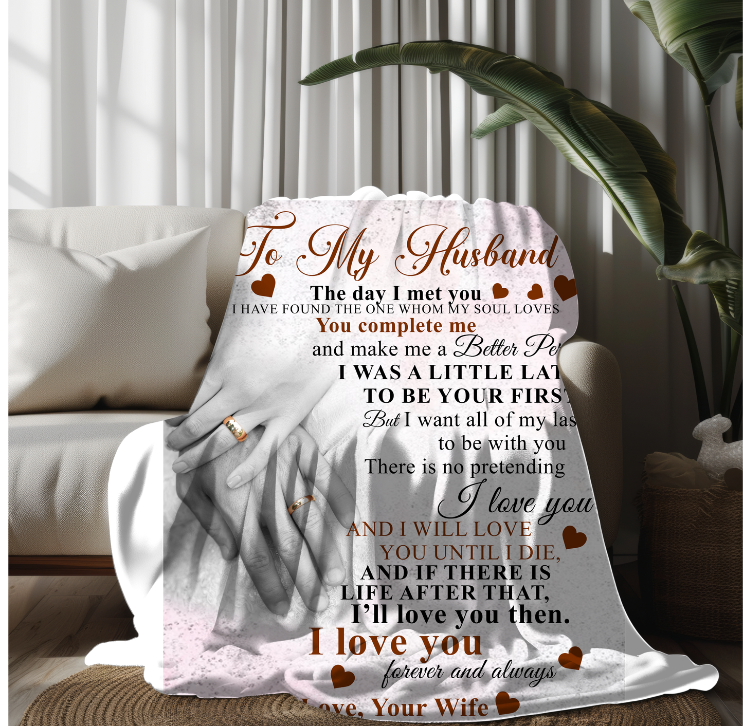 To My Husband | Velveteen Plush Blanket