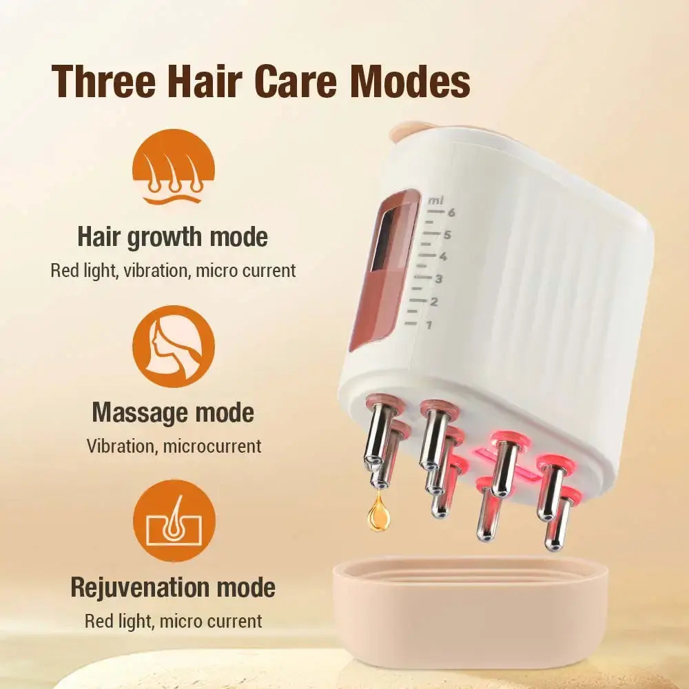 Electric Red LED Head Massager Hair Growth Oil Serum Applicator