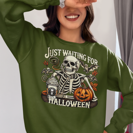 Gildan Unisex Heavy Blend Crewneck Sweatshirt | Just Waiting For Halloween