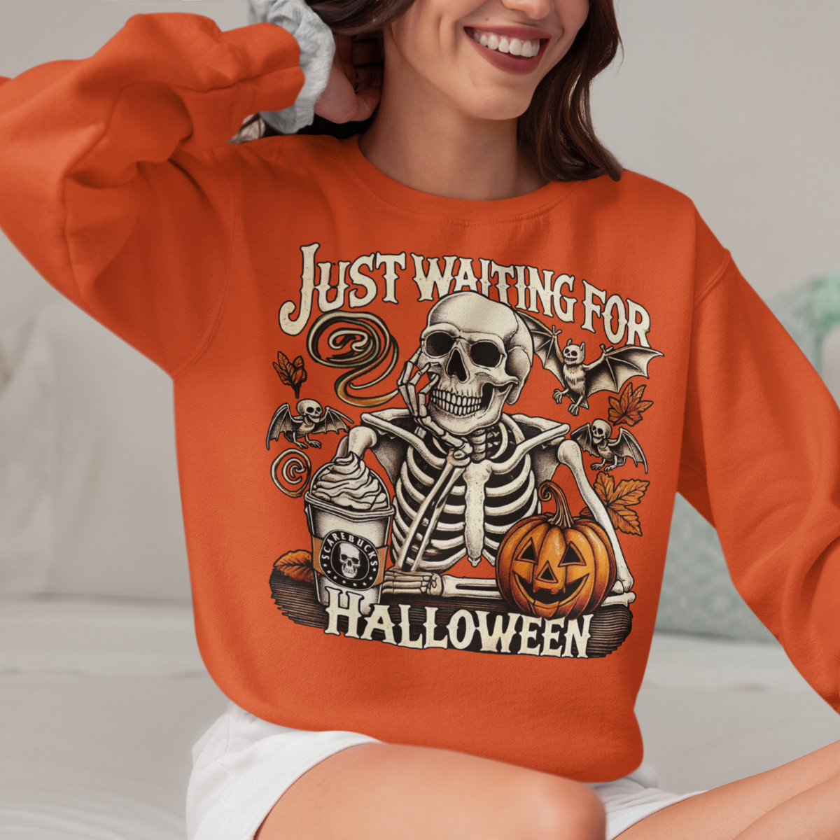 Gildan Unisex Heavy Blend Crewneck Sweatshirt | Just Waiting For Halloween