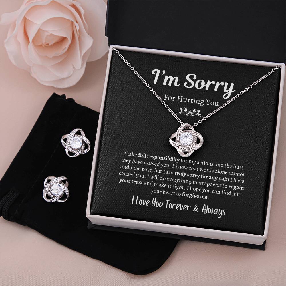 I'm Sorry For Hurting You | Love Knot Necklace & Earring Set