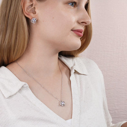 To My Beautiful Granddaughter | Always Be Brave And Be Strong | Love Knot Necklace & Earring Set