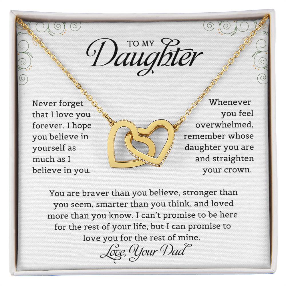 To My Daughter | Never Forget That I Love You - Interlocking Hearts necklace