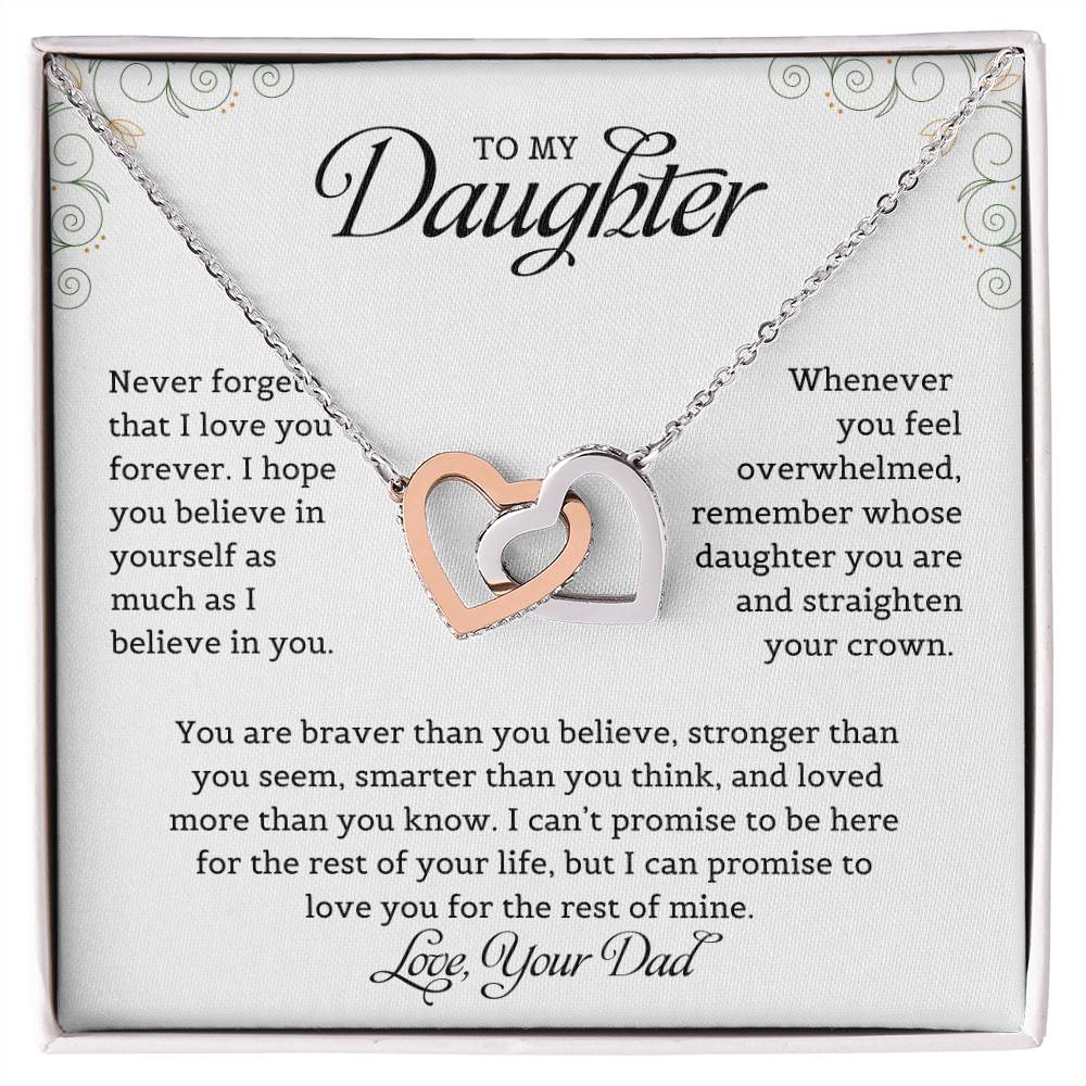 To My Daughter | Never Forget That I Love You - Interlocking Hearts necklace