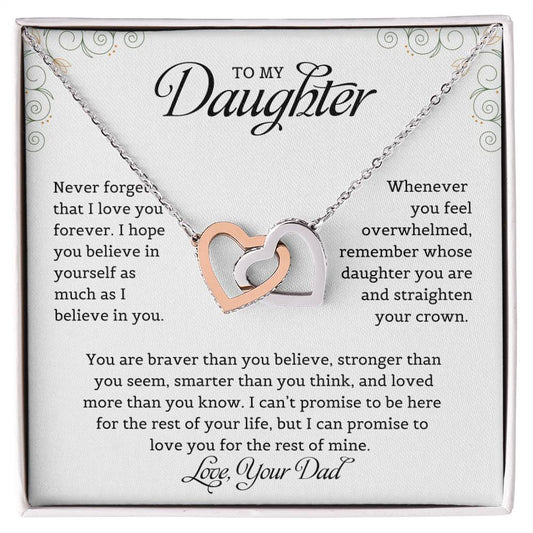 To My Daughter | Never Forget That I Love You - Interlocking Hearts necklace