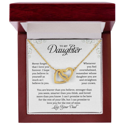 To My Daughter | Never Forget That I Love You - Interlocking Hearts necklace