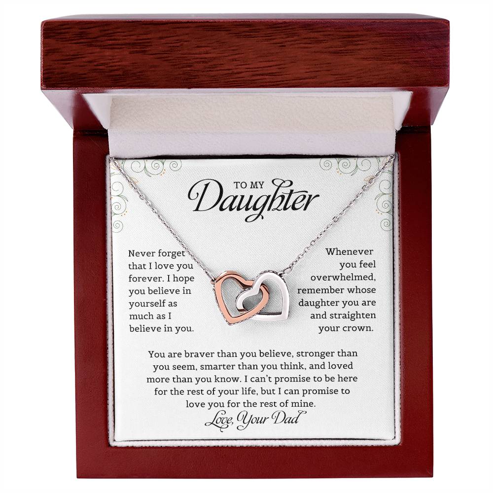 To My Daughter | Never Forget That I Love You - Interlocking Hearts necklace