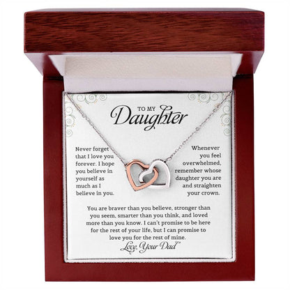 To My Daughter | Never Forget That I Love You - Interlocking Hearts necklace