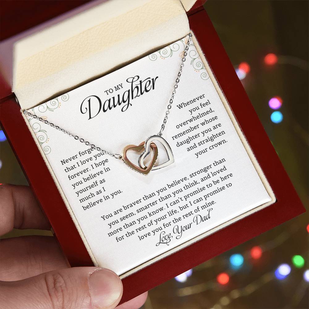 To My Daughter | Never Forget That I Love You - Interlocking Hearts necklace