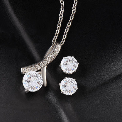 To My Beautiful Granddaughter | Always Be Brave And Be Strong | Alluring Beauty Necklace & Earring Set