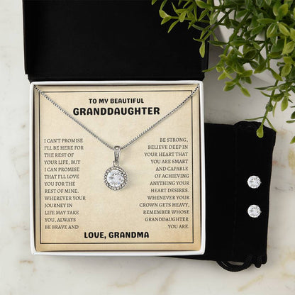 To My Beautiful Granddaughter | Always Be Brave And Be Strong | Eternal Hope Necklace & Earring Set