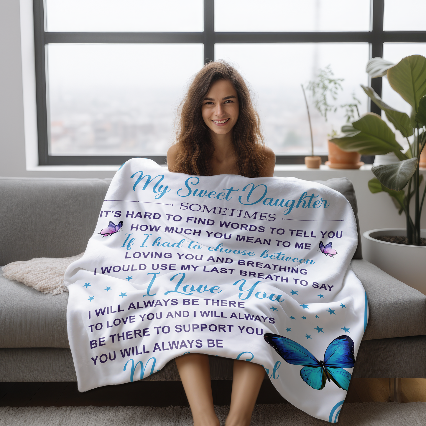 To My Sweet Daughter | Velveteen Plush Blanket