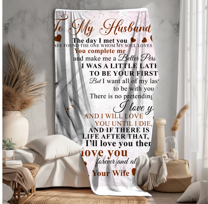 To My Husband | Velveteen Plush Blanket